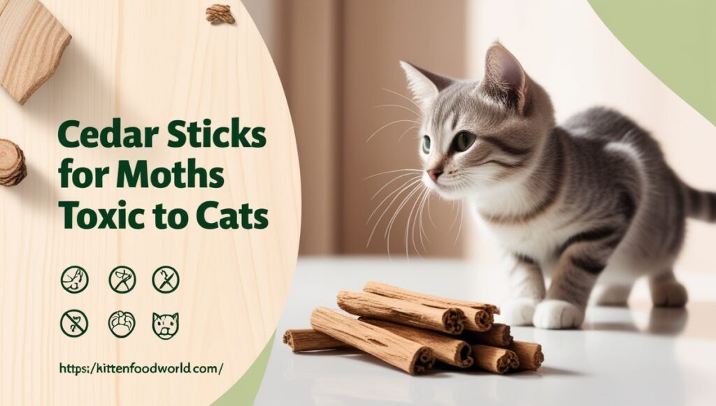 Cedar Sticks for Moths Toxic to Cats: What Every Pet Owner Needs to Know 21 Cedar sticks on a wooden surface with a cautious cat observing from a safe distance, symbolizing pet safety concerns.